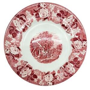 Enoch Wood's English Scenery Wood & Sons Cottagecore Red Transferware Chop Plate
